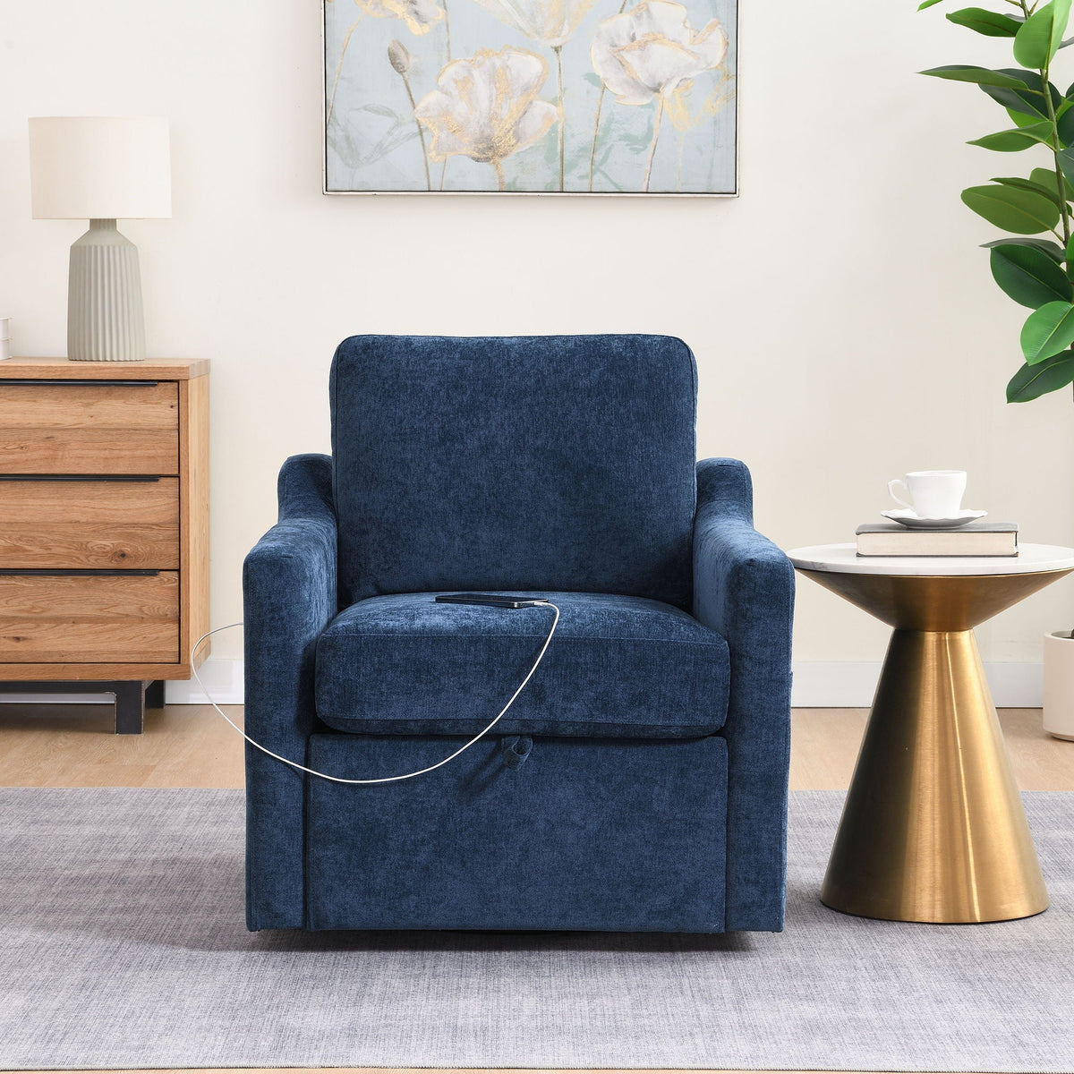 Swivel Arm Chair With Soft, Comfy Accent Chair For Living Room Home Essentials