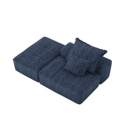 Modern Oversized Modular Sectional Sofa, Sparkling Fabric Soft Cushions With 2 Pillows Home Essentials