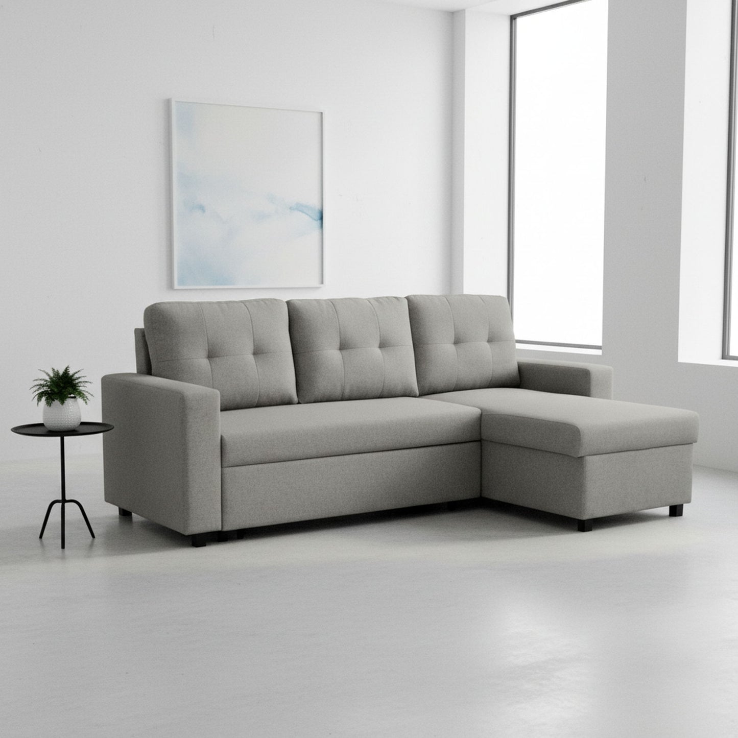 Convertible L Shaped Sectional Sleeper Sofa Bed, Saving Pull Out Couch US Pride