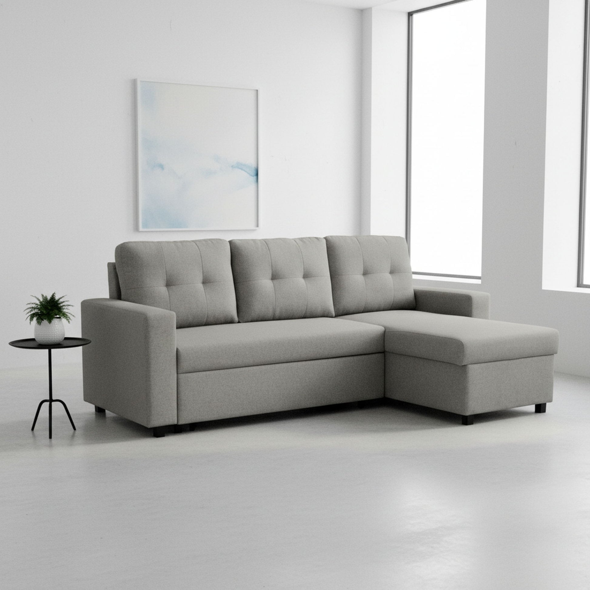 Convertible L Shaped Sectional Sleeper Sofa Bed, Saving Pull Out Couch US Pride