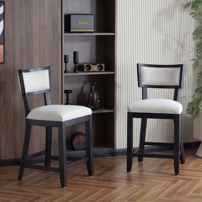 Upholstered Counter Height Bar Stools With Comfy Back (Set of 2) Noble House