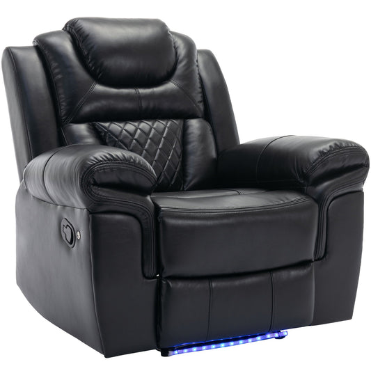 Home Theater Seating Manual Recliner Chair, Led Light Strip For Living Room - Black Hearth and Haven