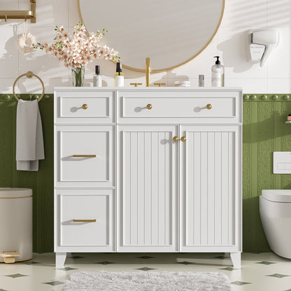 Bathroom Vanity With Sink, Soft Close Doors, Adjustable Shelves Hearth and Haven
