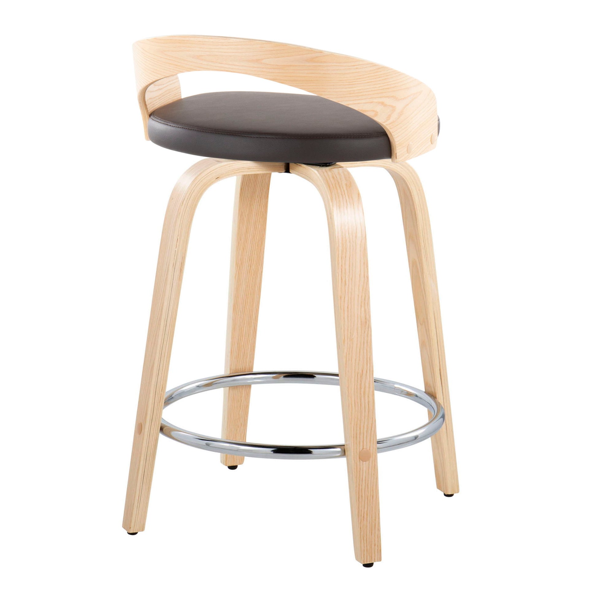 Grotto - Contemporary Fixed Height Counter Stool & Swivel, Round Footrest (Set of 2) Lumi Source