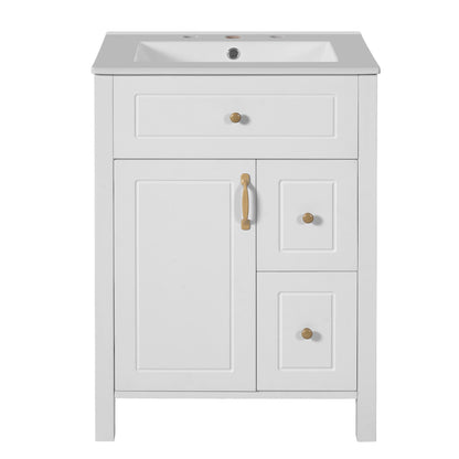 Elegant Bathroom Vanity With Ceramic Sink, Soft Close Doors And Drawers, Double Storage Racks Hearth and Haven