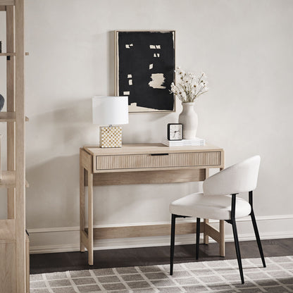 Transitional Reeded Writing Desk With Drawer Walker Edison