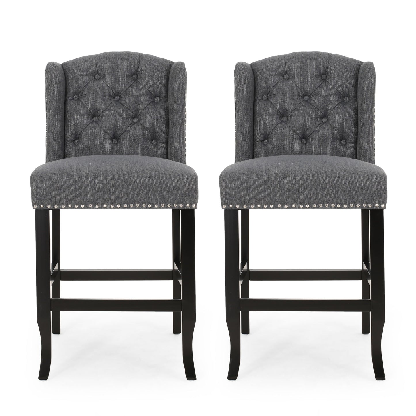 Vienna - Fabric Tufted Counter Stool With Nailhead Accents (Set of 2) Noble House