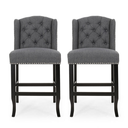 Vienna - Fabric Tufted Counter Stool With Nailhead Accents (Set of 2) Noble House