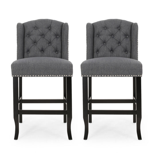 Vienna - Fabric Tufted Counter Stool With Nailhead Accents (Set of 2) Noble House
