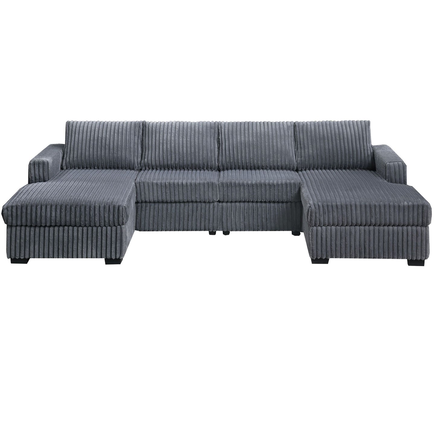 U-Shaped Sectional Set With Cushion Back Armless Chairs Right And Left Arm Chaise Home Essentials