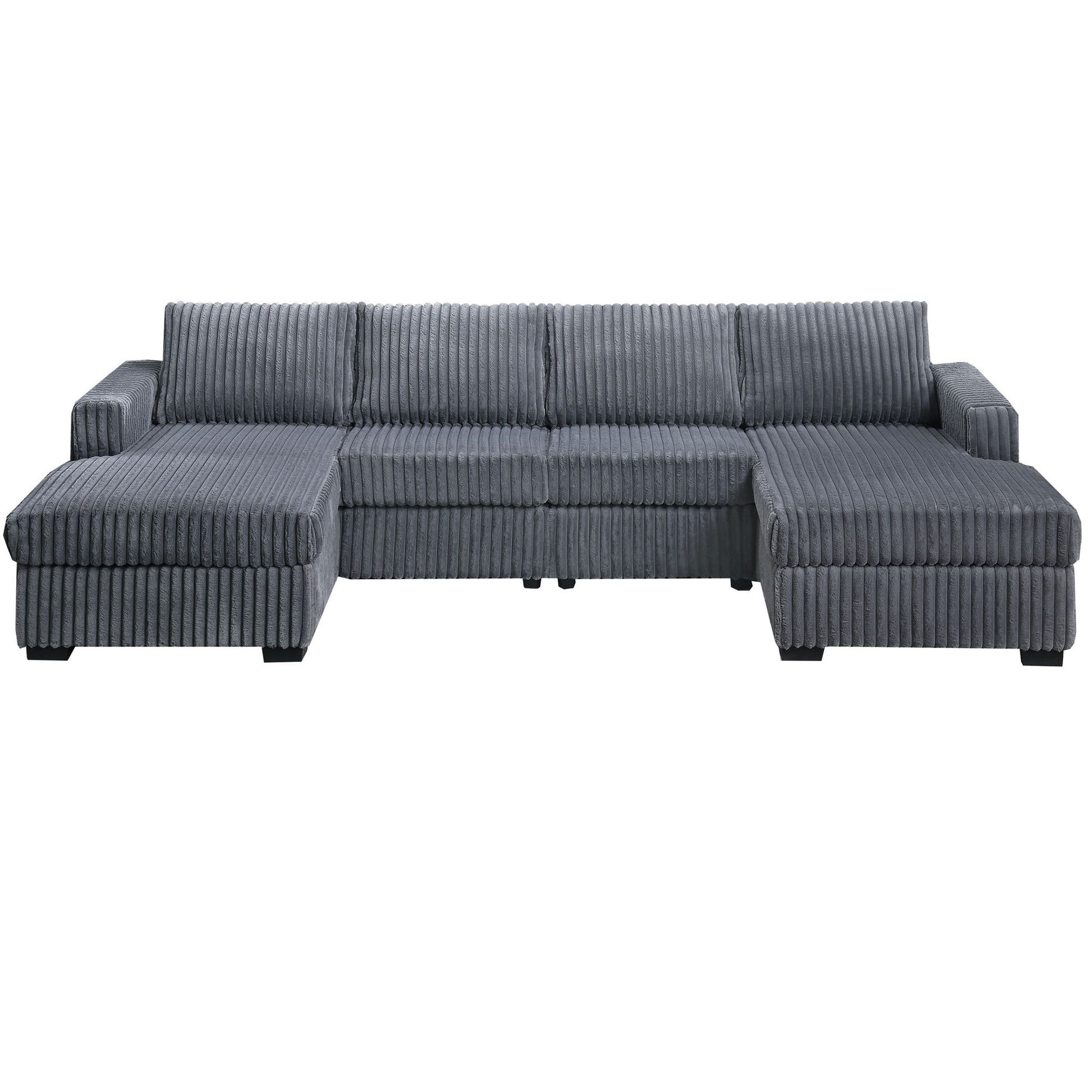 U-Shaped Sectional Set With Cushion Back Armless Chairs Right And Left Arm Chaise Home Essentials