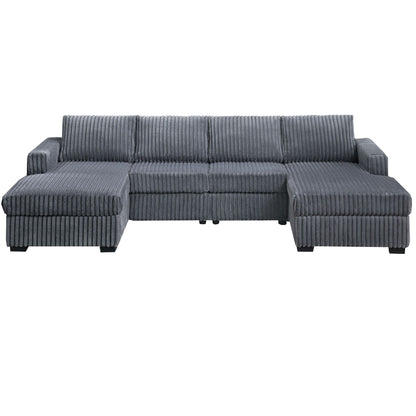 U-Shaped Sectional Set With Cushion Back Armless Chairs Right And Left Arm Chaise Home Essentials