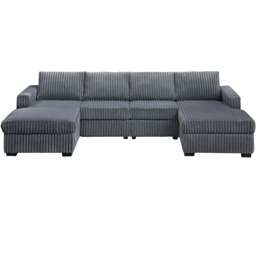 U-Shaped Sectional Set With Cushion Back Armless Chairs Right And Left Arm Chaise Home Essentials