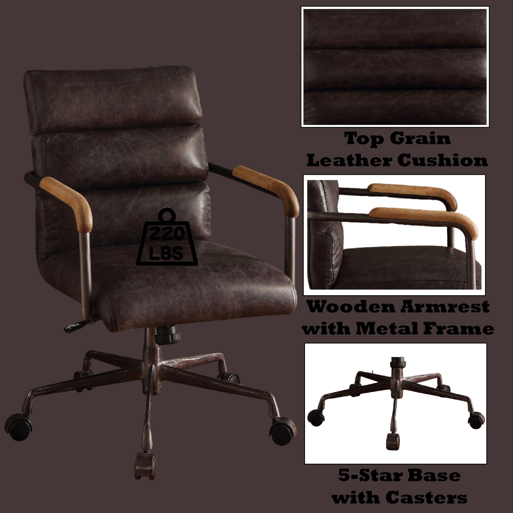 Harith - Retro Top Grain Leather Office Chair Acme