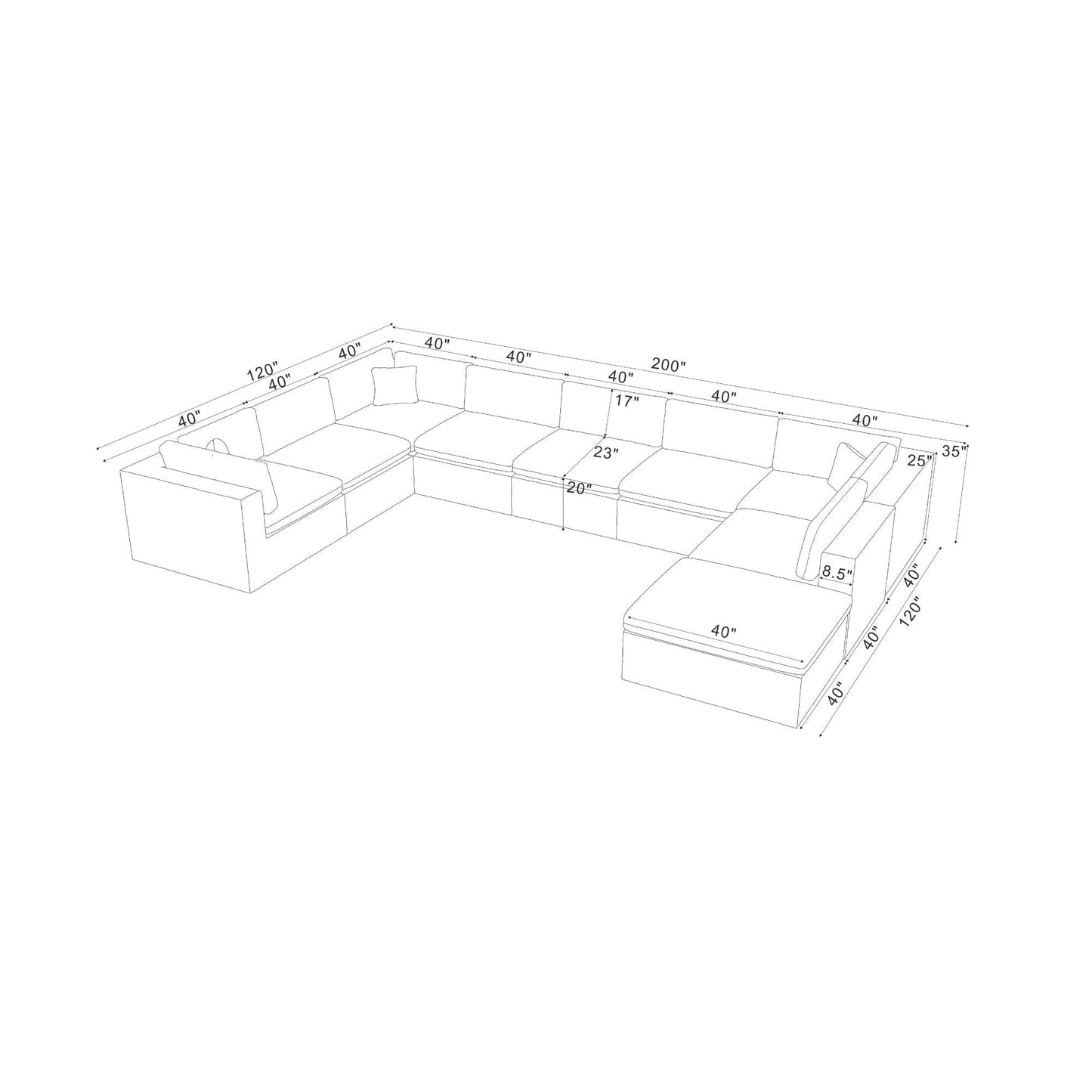 Custom Configuration Modular Sectional & Toss Pillows Home Essentials