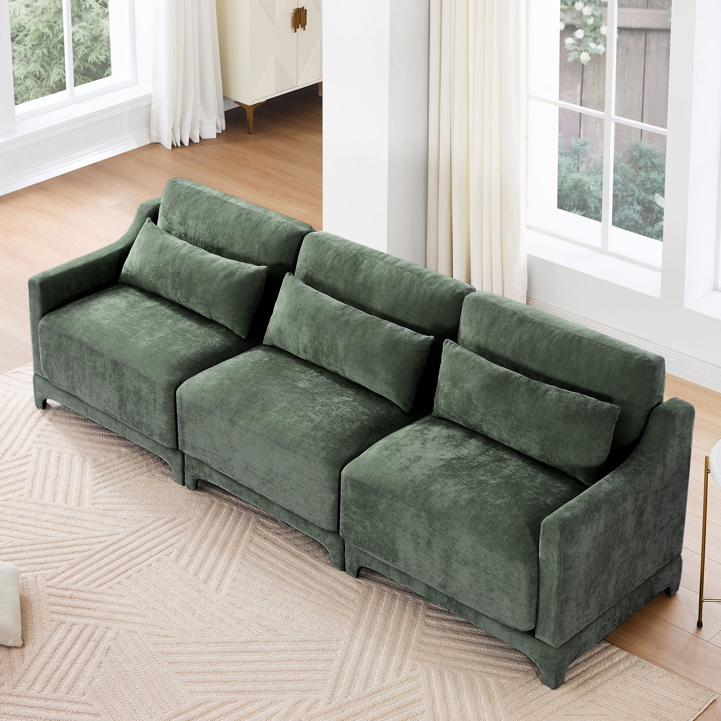 Elegant Sofa With Ergonomic Design And Lumbar Pillows Home Essentials