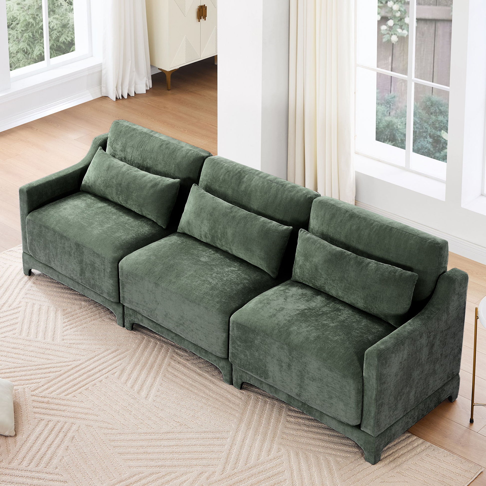 Elegant Sofa With Ergonomic Design And Lumbar Pillows Home Essentials