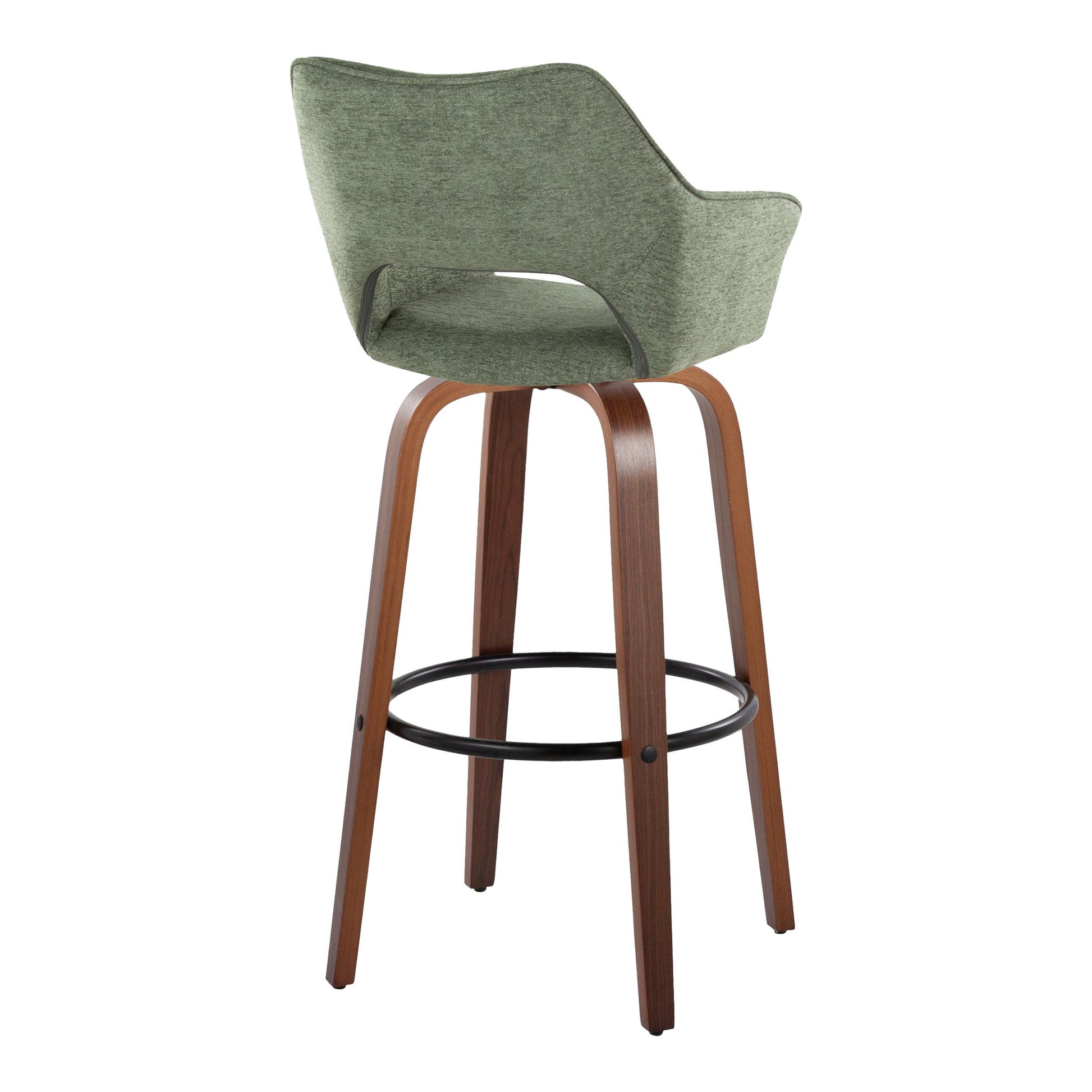 Mustang - Contemporary Fixed Height Barstool With Swivel & Round Footrest (Set of 2) Lumi Source