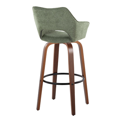 Mustang - Contemporary Fixed Height Barstool With Swivel & Round Footrest (Set of 2) Lumi Source
