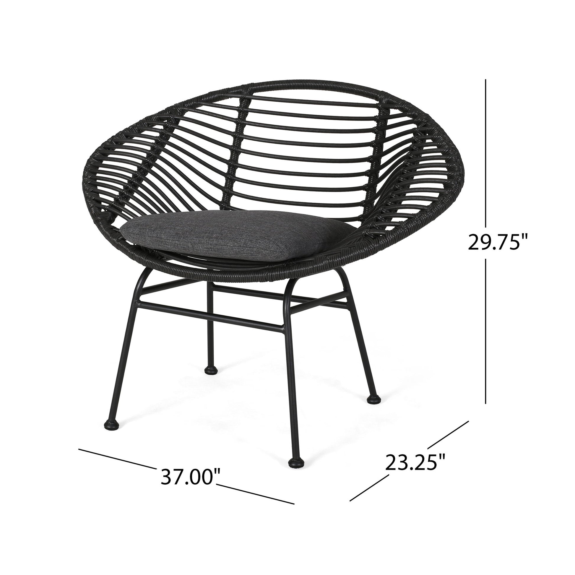 Cordella - Outdoor Woven Wicker Chairs With Cushions, (Set of 2) Noble House