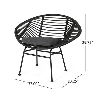 Cordella - Outdoor Woven Wicker Chairs With Cushions, (Set of 2) Noble House