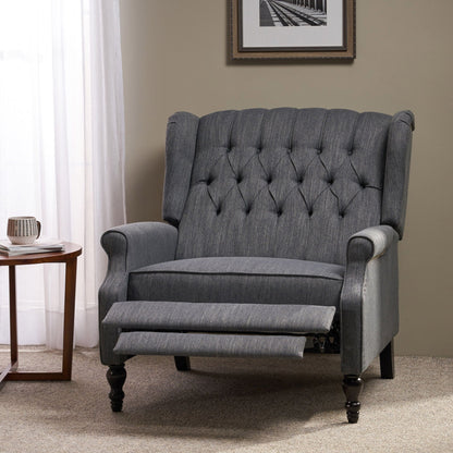Dunham - Contemporary Fabric Tufted Oversized Pushback Recliner Noble House