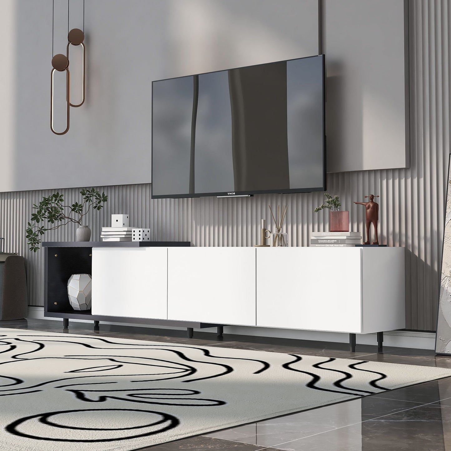 Modern Stylish Extendabletv Stand TV Cabinet For 80" TV Hearth and Haven