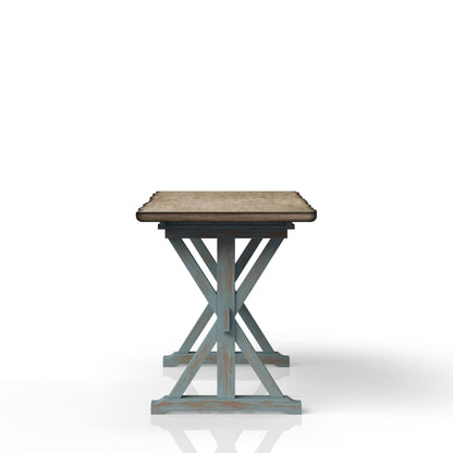 X Based Counter Height Casual Dining Table - Aqua Blue Bernards Furniture