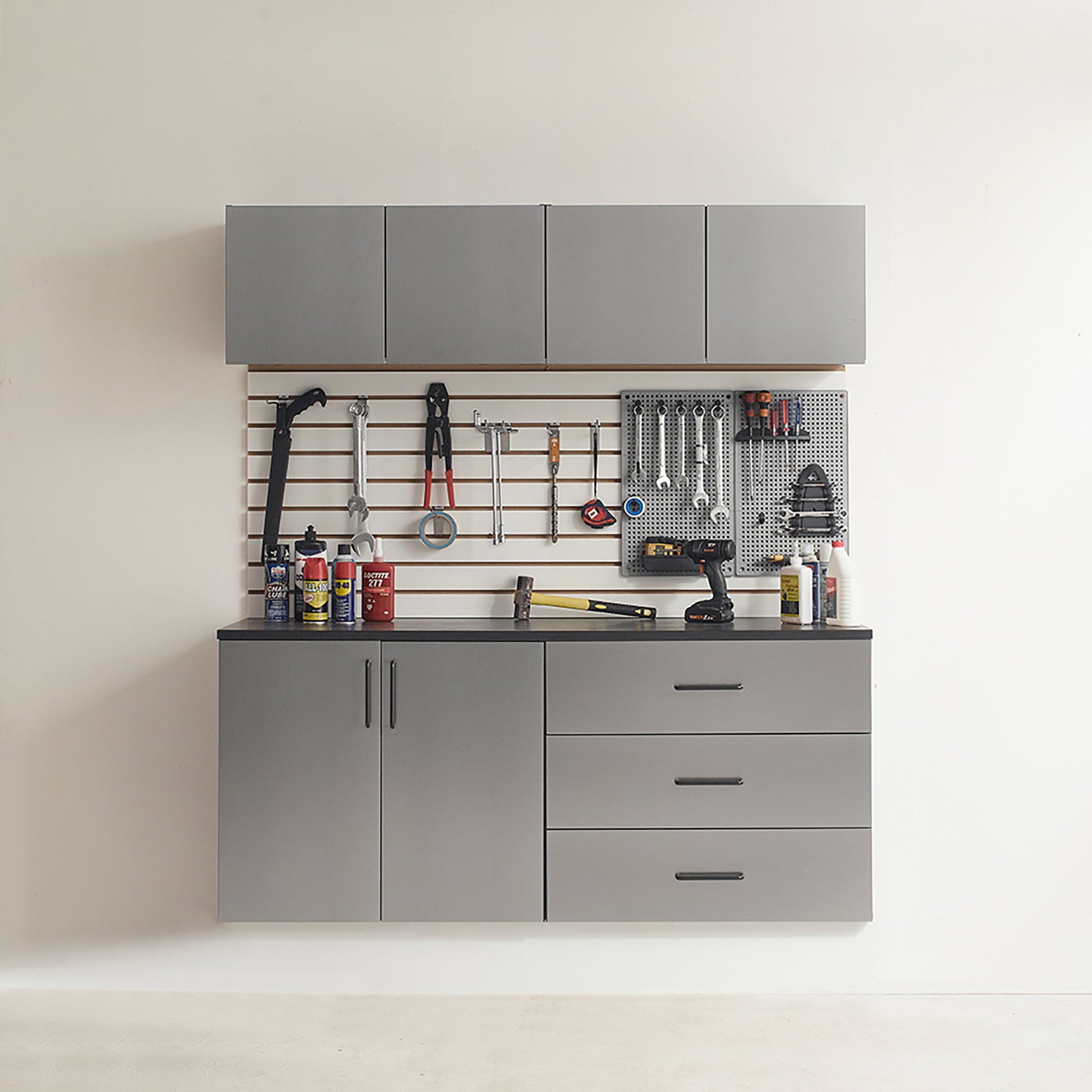 Astro Series - Metal Wall Mounted Base Drawer Storage Cabinet With Soft Closing Features - Metallic Gray Daily Nest