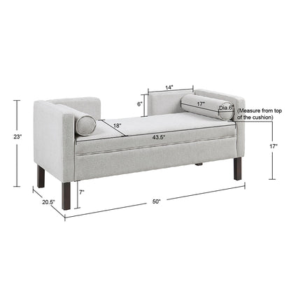 Upholstered Accent Bench With Open Back - Gray