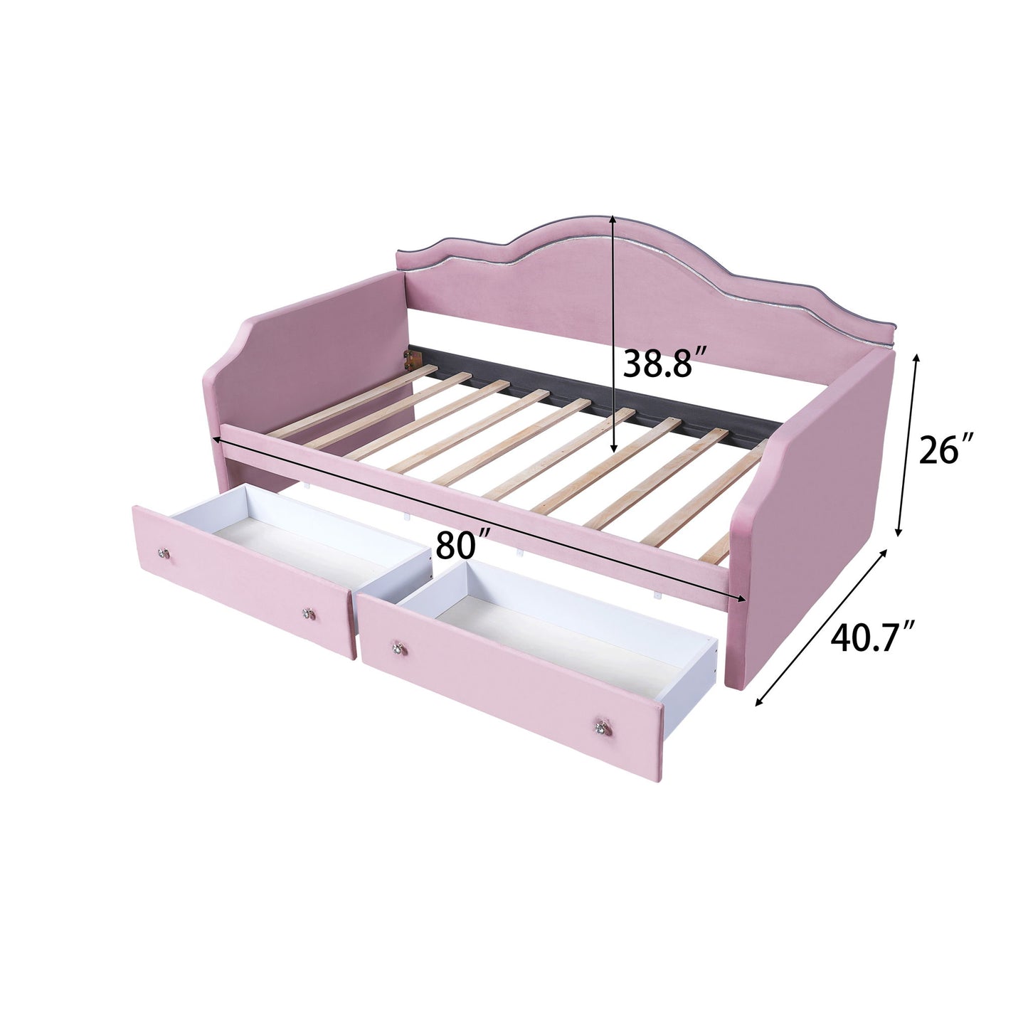 Upholstered Daybed With LED Lights And 2 Drawersme Dreamland