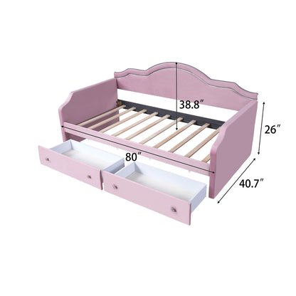 Upholstered Daybed With LED Lights And 2 Drawersme Dreamland