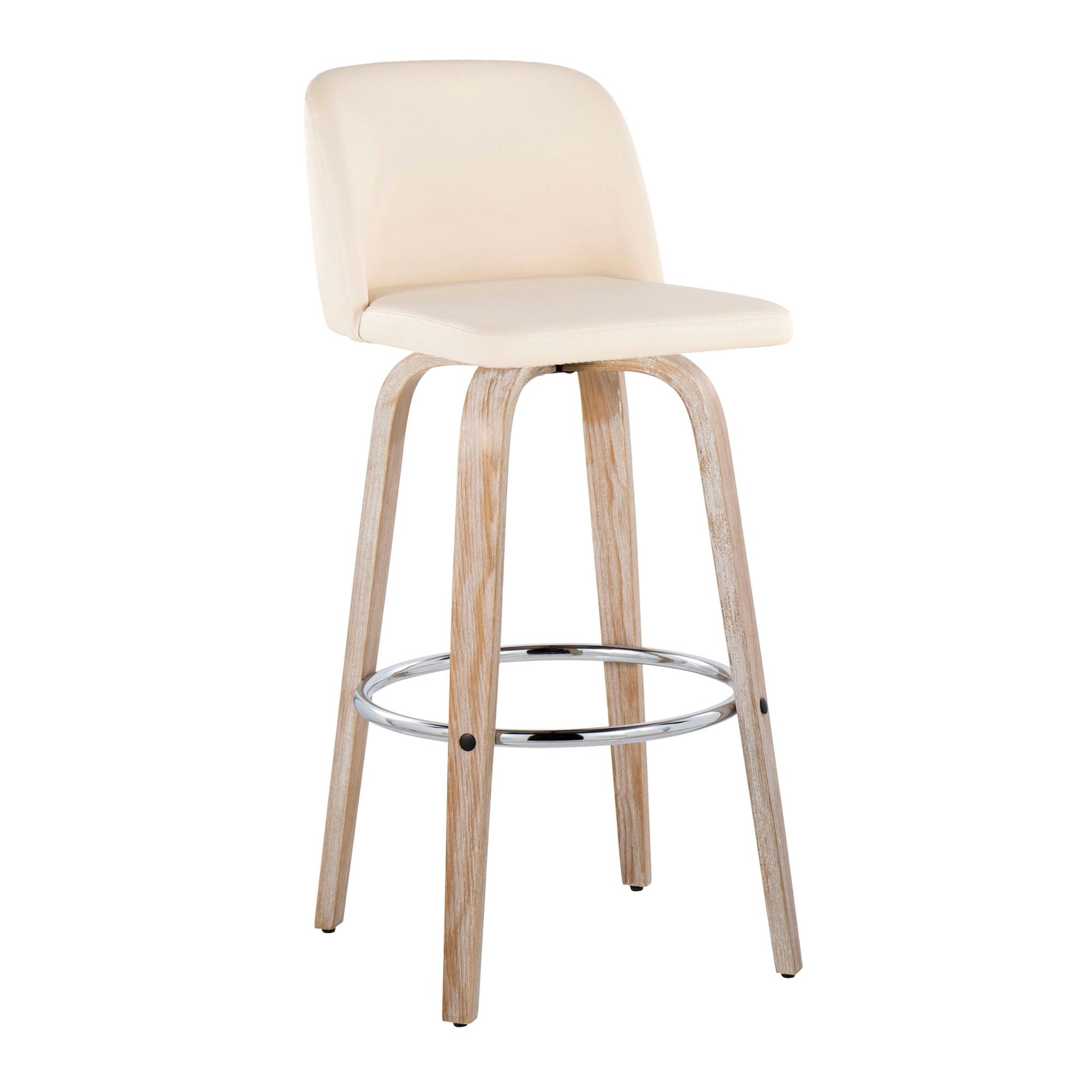 Toriano - Contemporary Fixed Height Barstool With Swivel & Round Footrest (Set of 2) Lumi Source