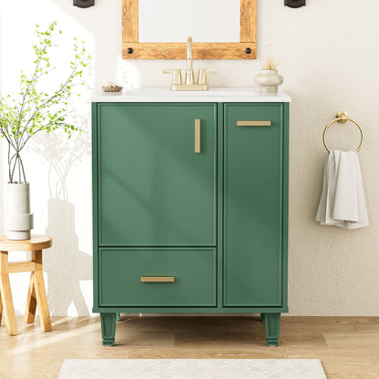 Bathroom Vanity With Sink, Deep Drawer, Door Shelf, 2 Tier Basket Noble House