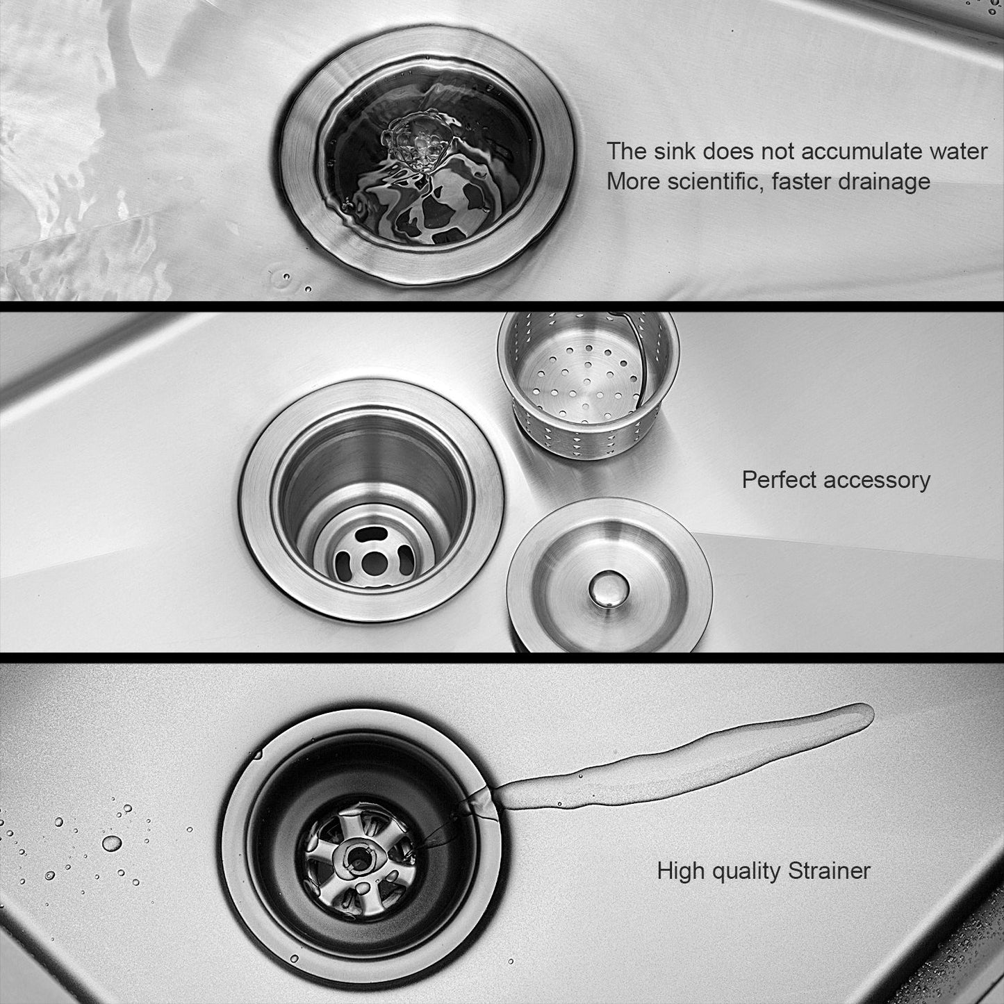 Undermount Stainless Steel Kitchen Sink, Deep Single Bowl Basin Daily Nest