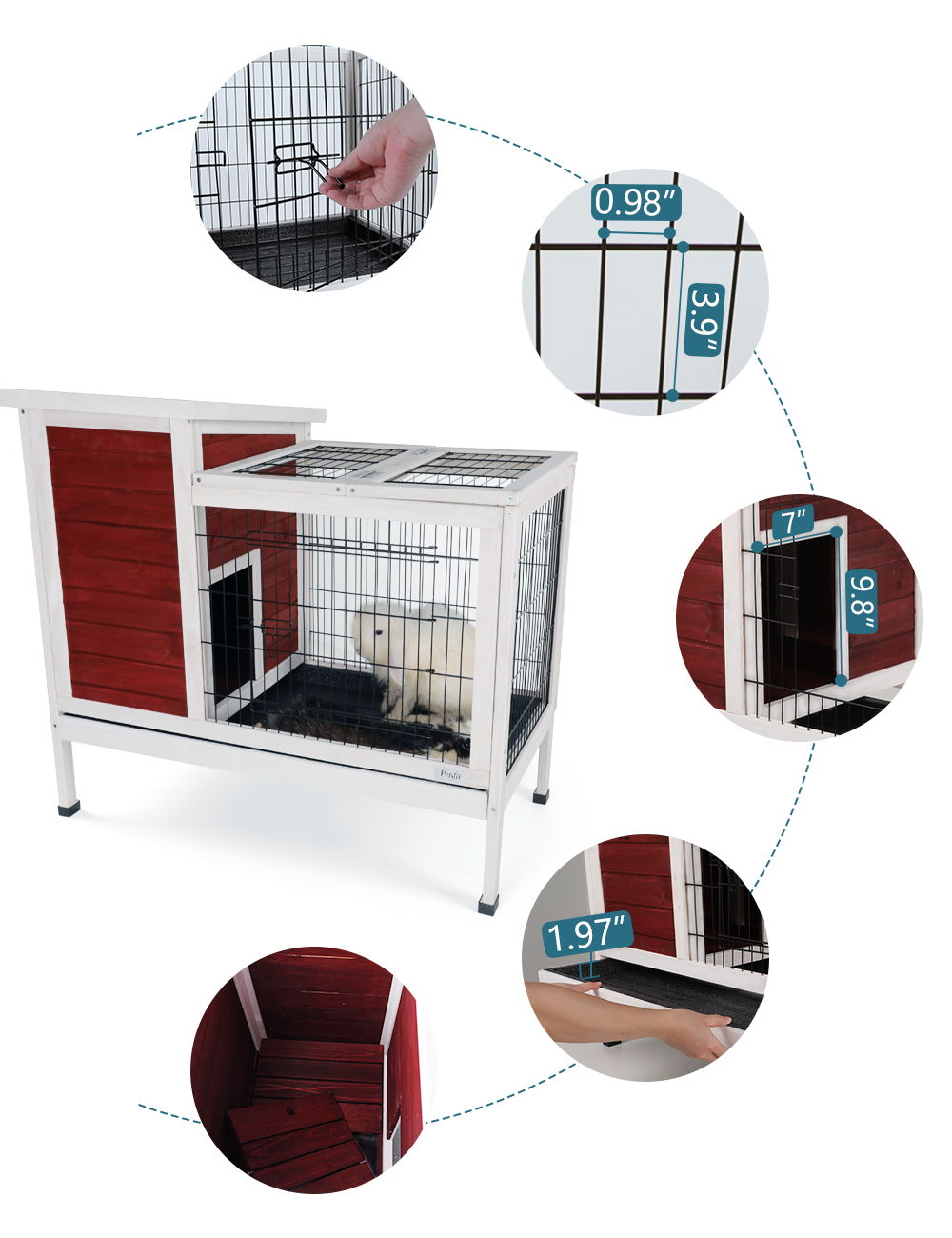 Two Tier Wooden Indoor / Outdoor Rabbit Cage For Small Animals With Runway And Leak-Proof Plastic Tray Daily Nest
