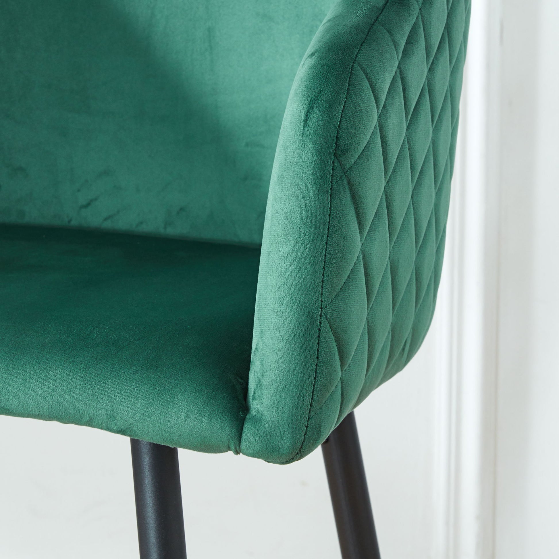 Counter Height Bar Stool, Metal Legs, Velvet Upholstered For Pub, Restaurant, Kitchen Island (Set of 2) - Black / Green Home Essentials