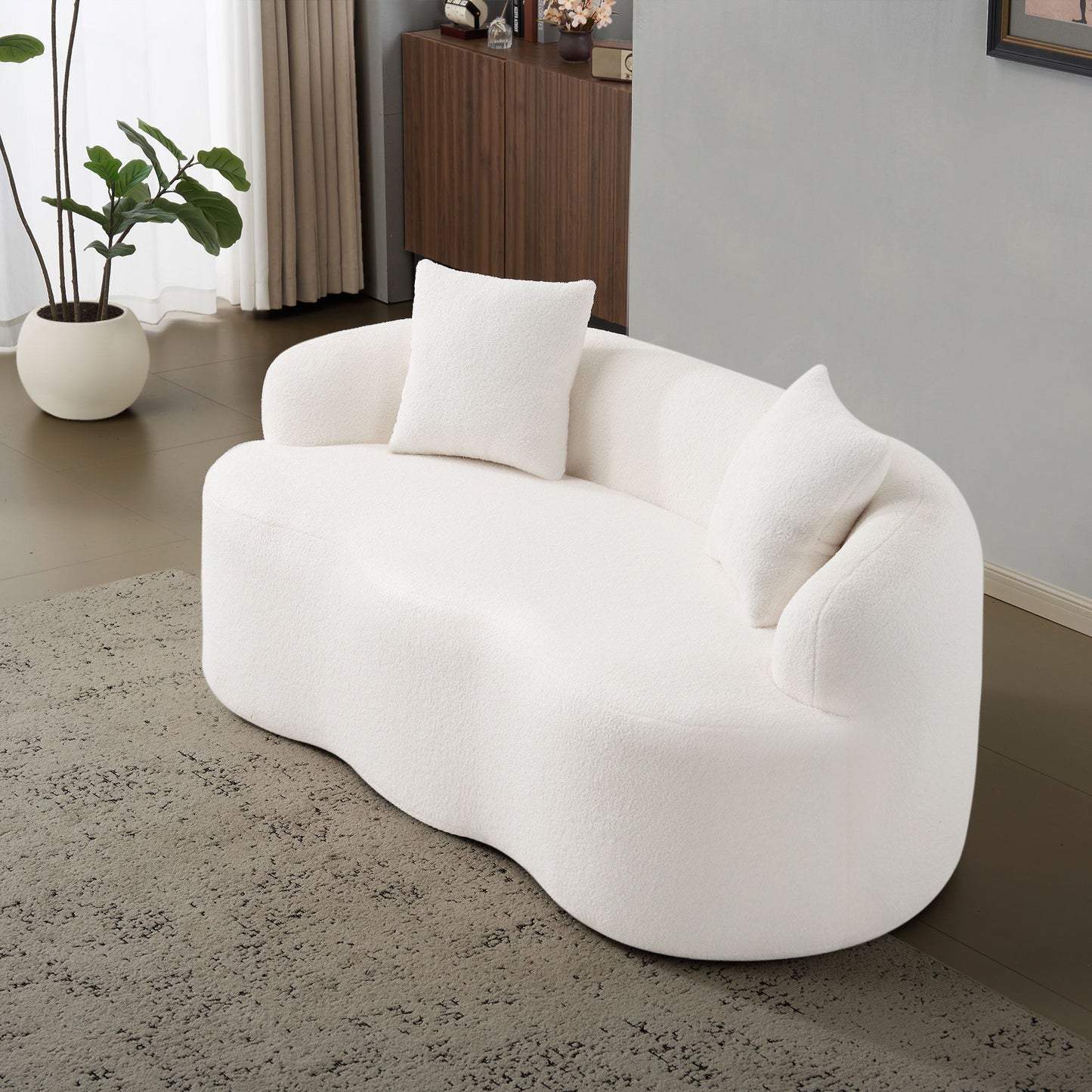 Curved Loveseat Sofa With Round Armrest Home Essentials