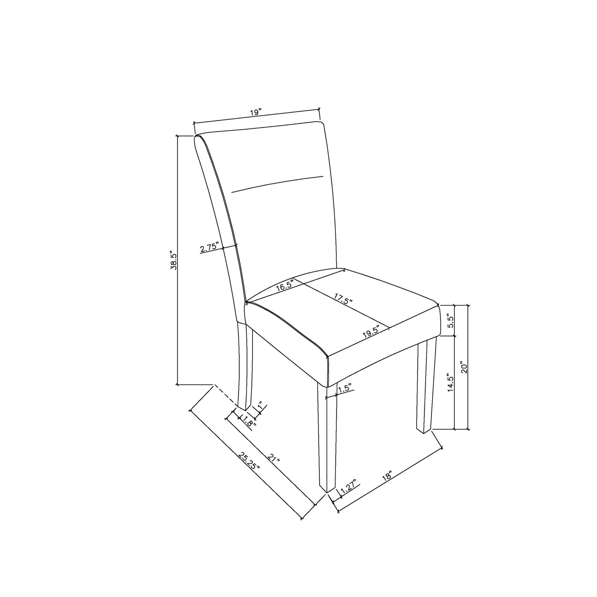 Olga - Dining Chair Set (Set of 2) - Charcoal Black Global Furniture USA