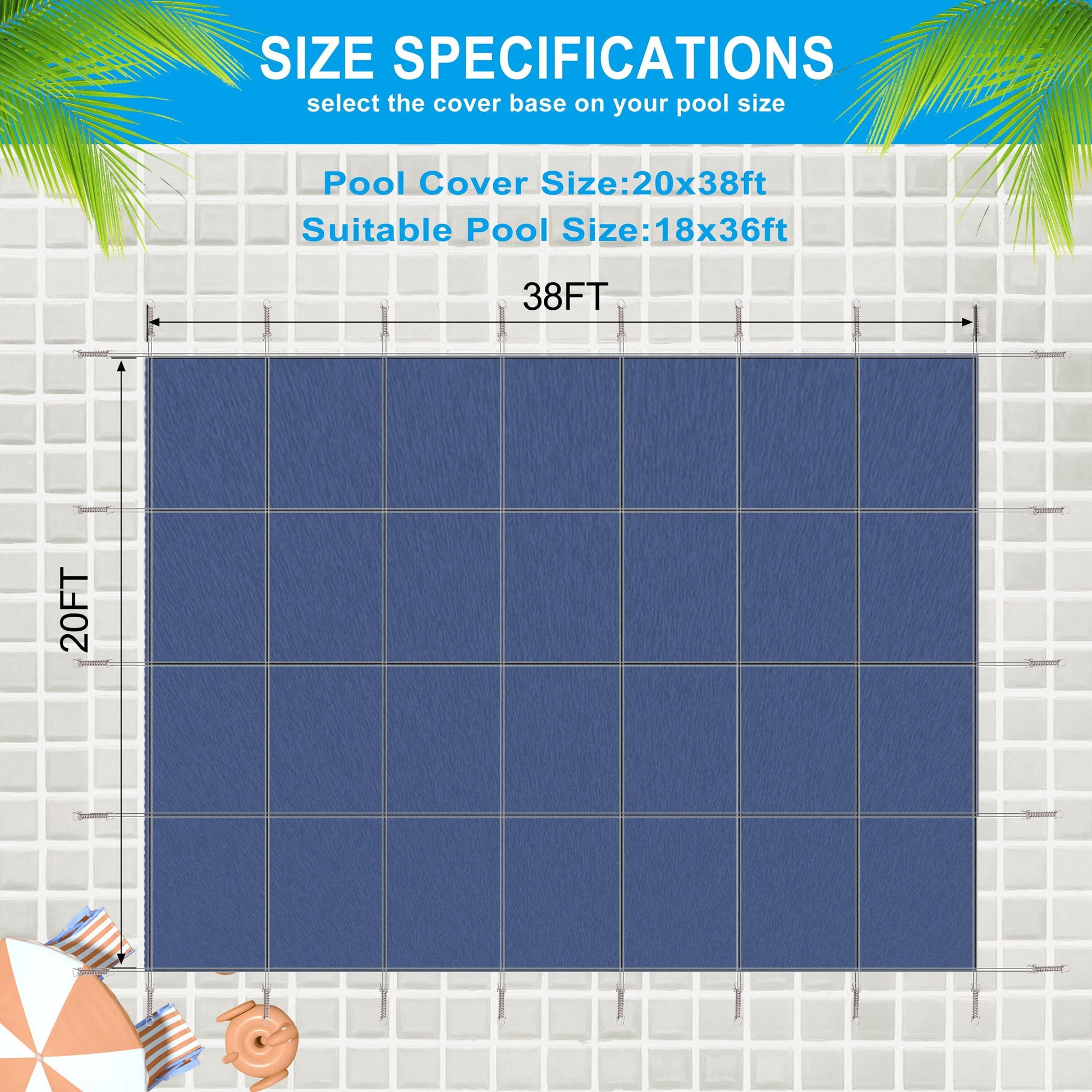 Inground Rectangle Winter Safety Pool Cover, Solid Safety Daily Nest