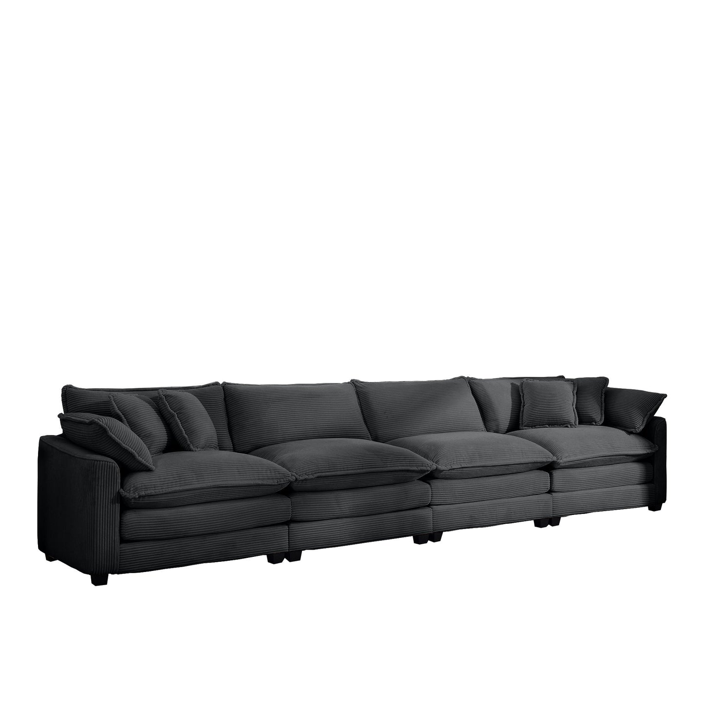 Modern Upholstered 4 Seater Fabric Sofa With Arm And Throw Pillows Home Essentials