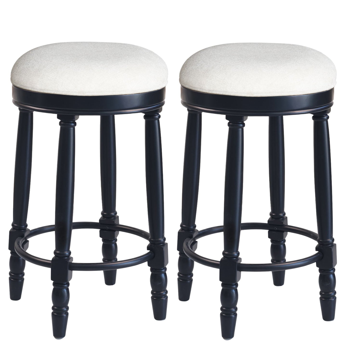 360° Swivel Wooden Barstools With Upholstered Seat, Counter Height (Set of 2) Home Essentials