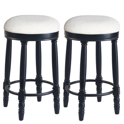 360° Swivel Wooden Barstools With Upholstered Seat, Counter Height (Set of 2) Home Essentials