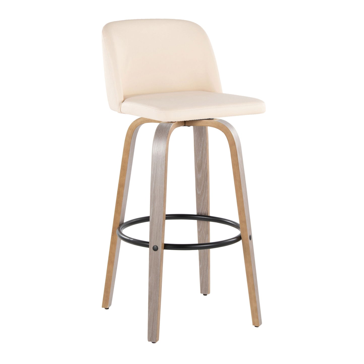 Toriano - Fixed Height Contemporary Barstool With Swivel With Round Footrest (Set of 2) Lumi Source