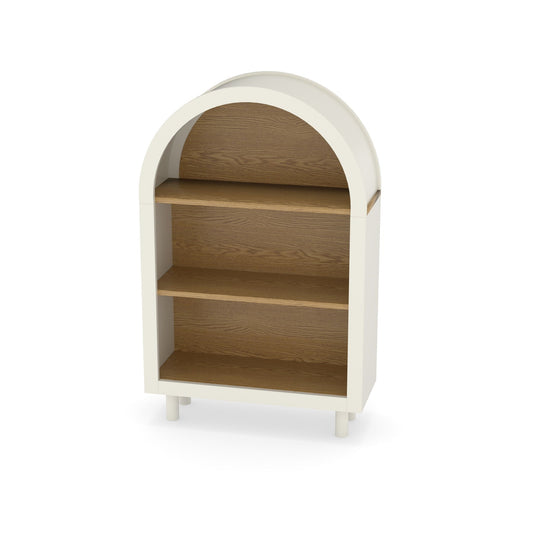 Arched Small Bookcase, Storage Cabinet, Bookshelf With 3 Shelves For Living Room - Oak / White Home Essentials