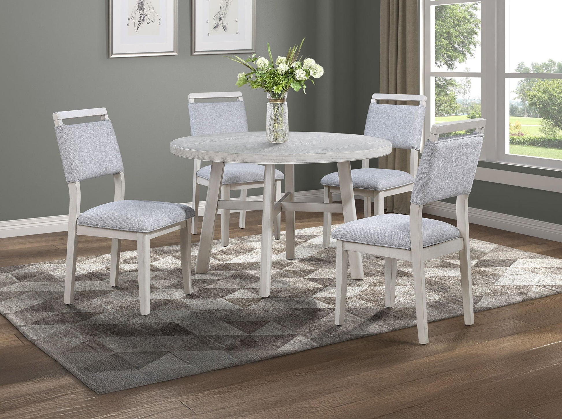 Blanche - Round Dining Table - Antique White Crown Mark