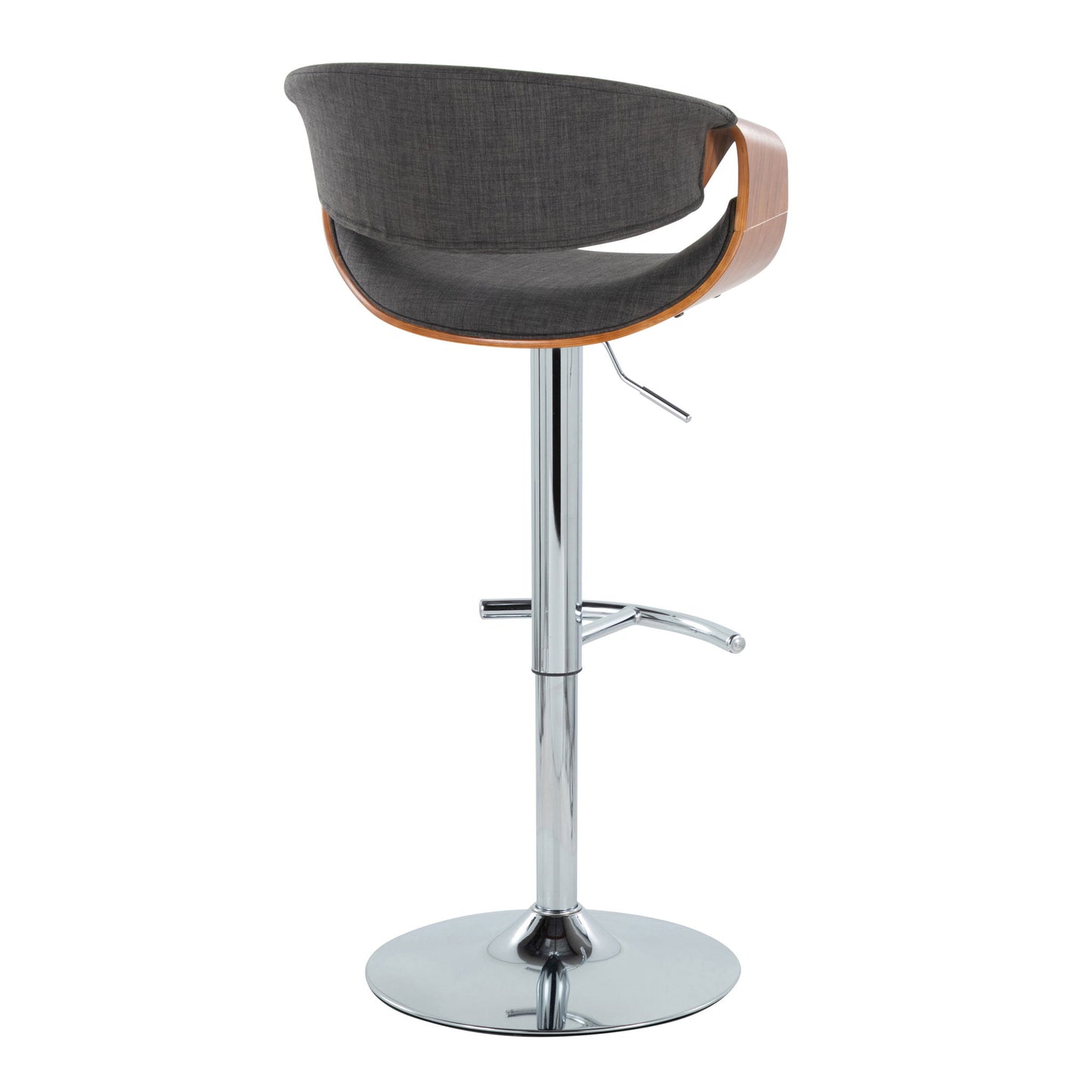 Curvo - Mid Century Modern Adjustable Barstool With Swivel With Rounded T Footrest (Set of 2) Lumi Source