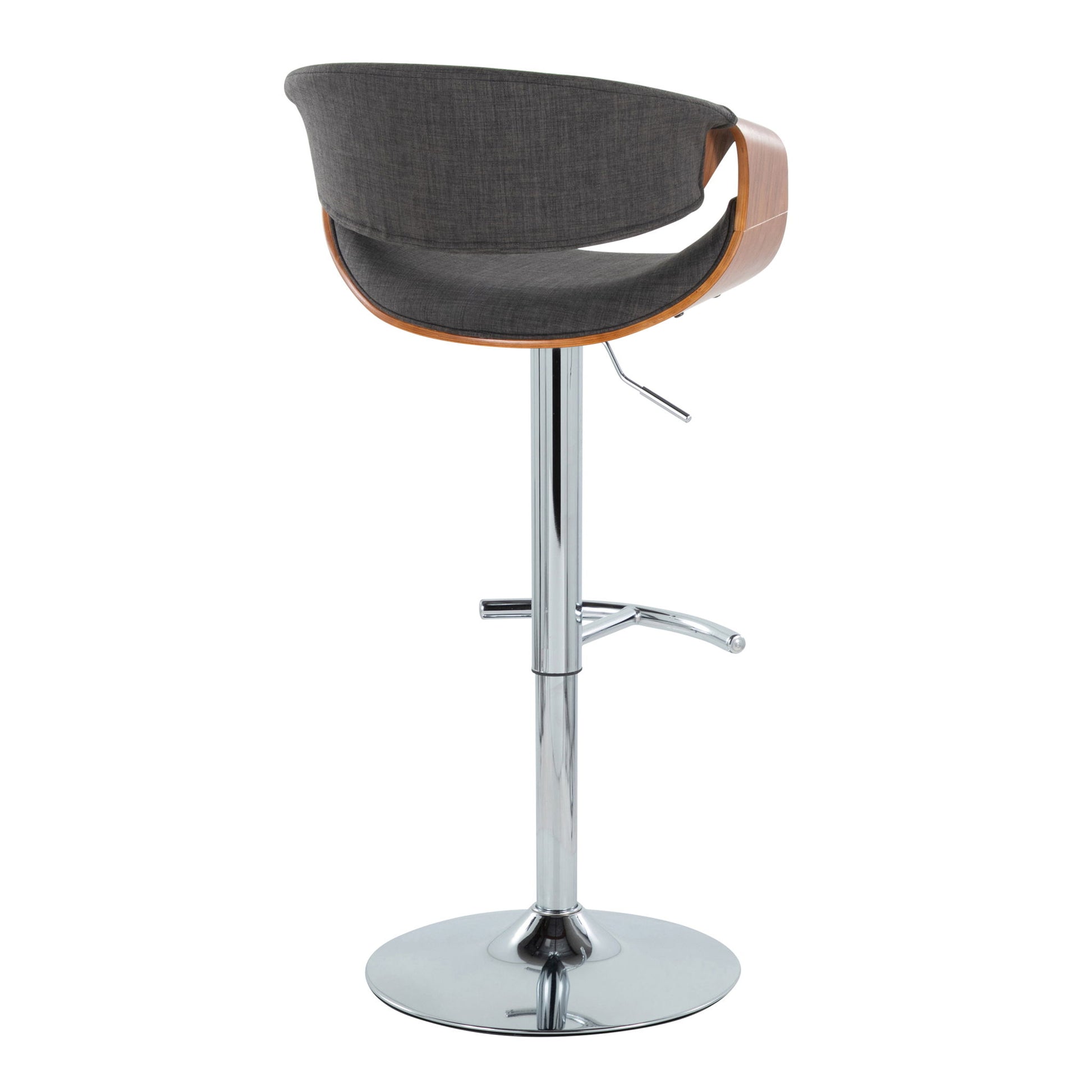 Curvo - Mid Century Modern Adjustable Barstool With Swivel With Rounded T Footrest (Set of 2) Lumi Source