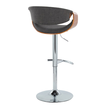 Curvo - Mid Century Modern Adjustable Barstool With Swivel With Rounded T Footrest (Set of 2) Lumi Source