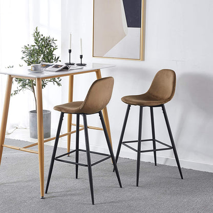 Velvet Barstool With Back (Set of 2) Home Essentials